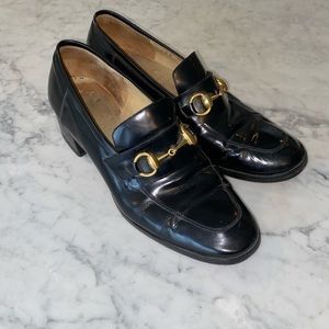 Classic Gucci Horsebit Loafers with chunky heel